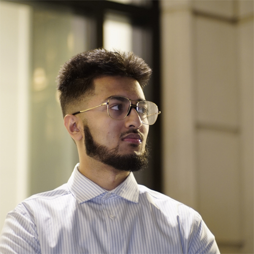 Headshot of Raahil Mahetaji, looking off to the right